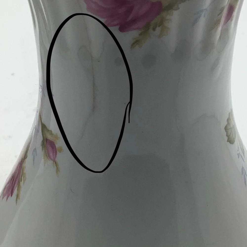 Two Vintage Chodziez Poland Floral Vases Gold Accents
